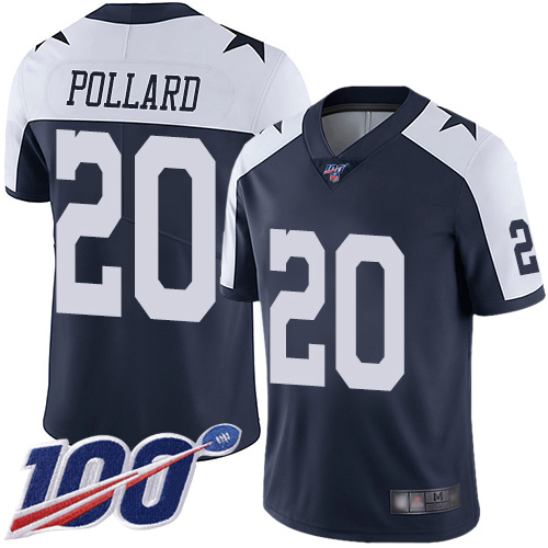 Men Dallas Cowboys Limited Navy Blue Tony Pollard Alternate #20 100th Season Vapor Untouchable Throwback NFL Jersey